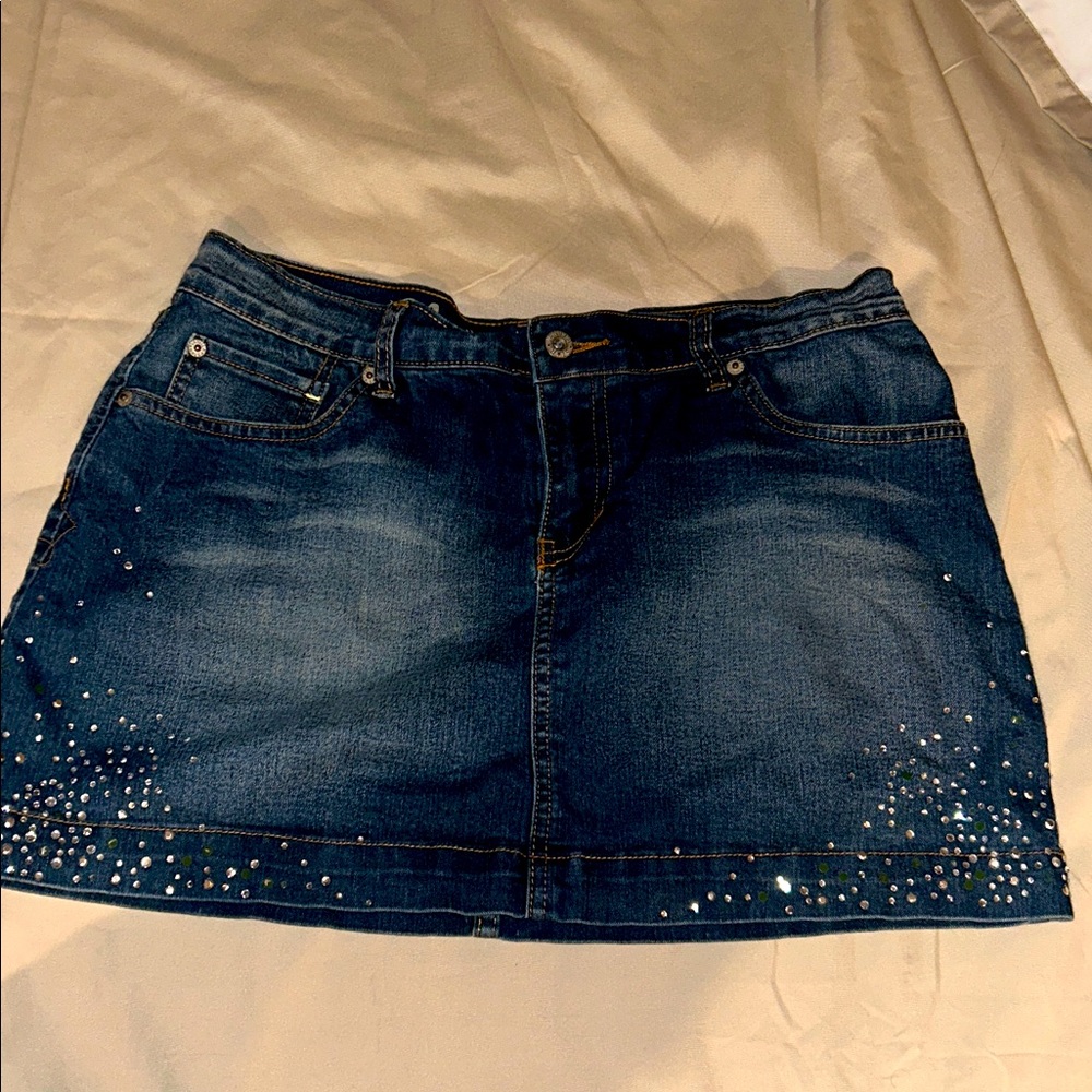 Denim Skirt with Rhinestone Accents size 11